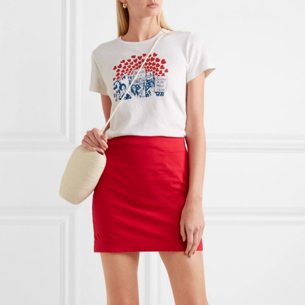 Like New Red Ponte Mini Skirt